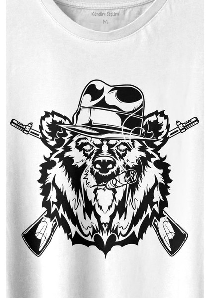 Gangster Style Bear Smoke Gung Tüfekli Ayı Baskılı Tişört Unisex T-Shirt fiyatları