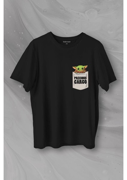 The Mandalorian Bebek Yoda Cep Tasarımı Baskılı Tişört Unisex T-Shirt