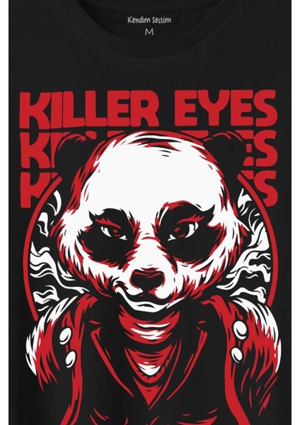 Katil Gözler Killer Eyes Panda Baskılı Tişört Unisex T-Shirt
