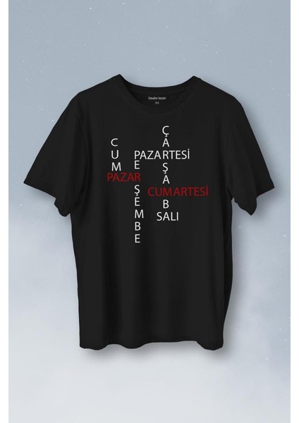 Günler Minimal Yazılı Baskılı Tişört Unisex T-Shirt