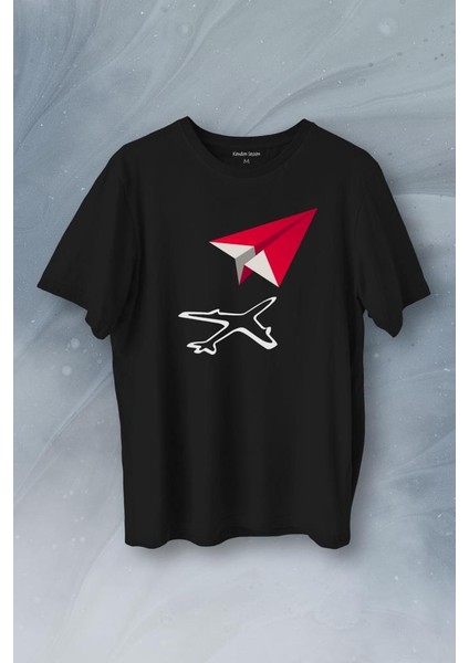 Kağıt Uçak Hayaller Hayatlar Fly Pilot Baskılı Tişört Unisex T-Shirt
