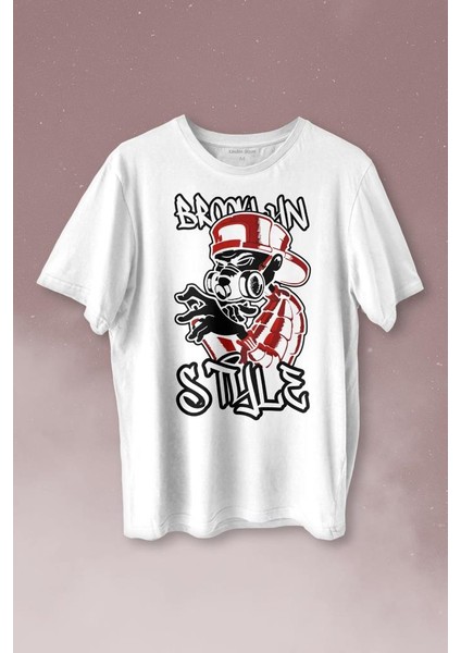 Brooklyn Hip Hop Rap Music Grafitti Baskılı Tişört Unisex T-Shirt