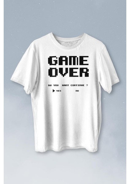 Game Over Atari Retro Pixel Oyun Baskılı Tişört Unisex T-Shirt