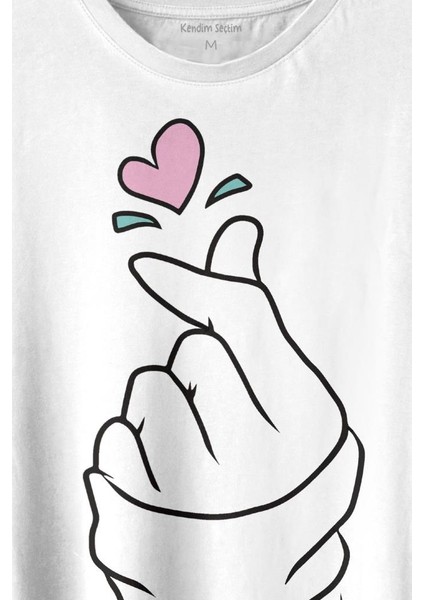 Seni Seviyorum Kore El Işareti Minimal Baskılı Tişört Unisex T-Shirt fiyatları