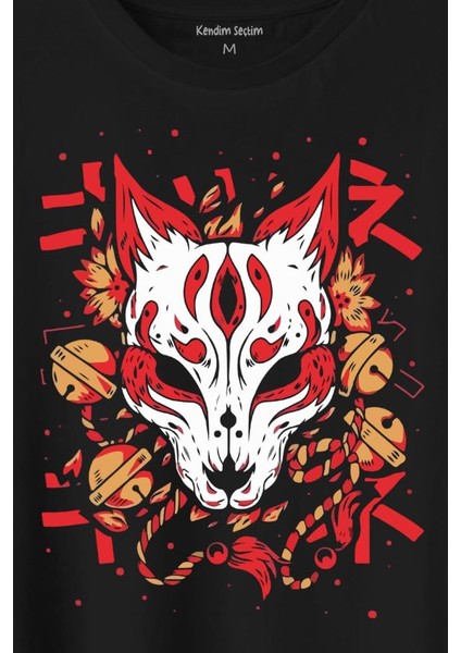 Kitsune Mask Japanese Japon Kültür Baskılı Tişört Unisex T-Shirt fiyatları