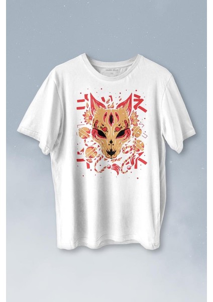 Kitsune Mask Japanese Japon Kültür Baskılı Tişört Unisex T-Shirt