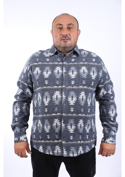 Mocgrande Oduncu Gömlek Mc Three Rug Print 22212-İNDIGO fiyatları