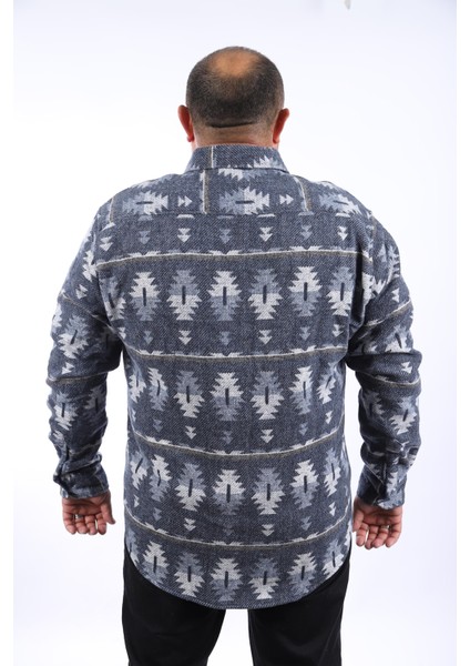 Mocgrande Oduncu Gömlek Mc Three Rug Print 22212-İNDIGO modelleri