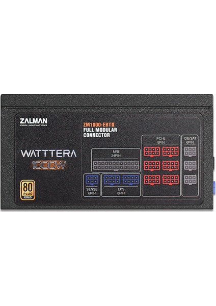 ZALMAN ZM1000-EBTII (WATTTERA1000W) +80 Plus Gold Yüksek Koruma Devre Tasarımı Güç Kaynağı