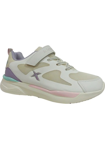 Beyaz Lila Pembe Cırtlı Sneakers Spor Ayakkabı