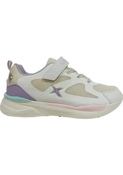 Beyaz Lila Pembe Cırtlı Sneakers Spor Ayakkabı
