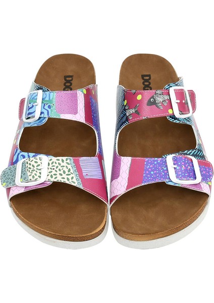 Kadın Vegan Deri Mor Terlik - Patch Fish Tasarım fiyatları