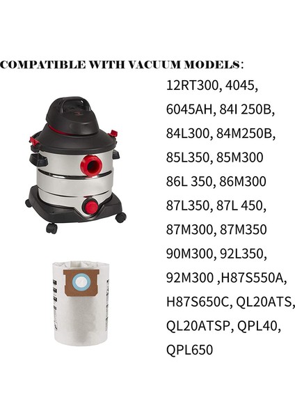 5 Paket Yedek Islak/kuru Vakum Torbaları Shop-Vac Ridgid Için Toz Torbaları 5-8 Galon Vakum 9066100 90661 906-61 (Yurt Dışından)