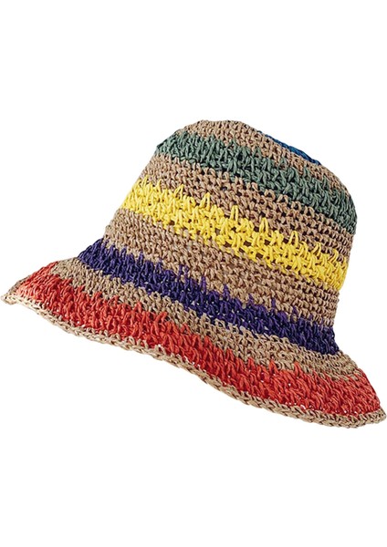 Kadınlar Straw Beach Sun Visor Şapka Kubbesi Sunhats Yaz Yürüyüş Partisi Haki (Yurt Dışından)