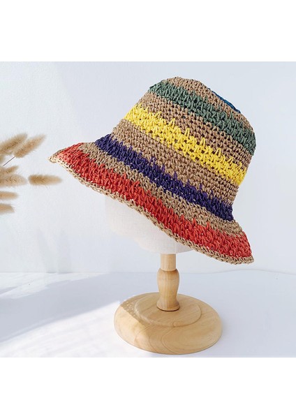 Kadınlar Straw Beach Sun Visor Şapka Kubbesi Sunhats Yaz Yürüyüş Partisi Haki (Yurt Dışından)