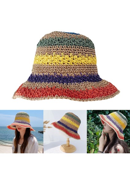 Kadınlar Straw Beach Sun Visor Şapka Kubbesi Sunhats Yaz Yürüyüş Partisi Haki (Yurt Dışından)