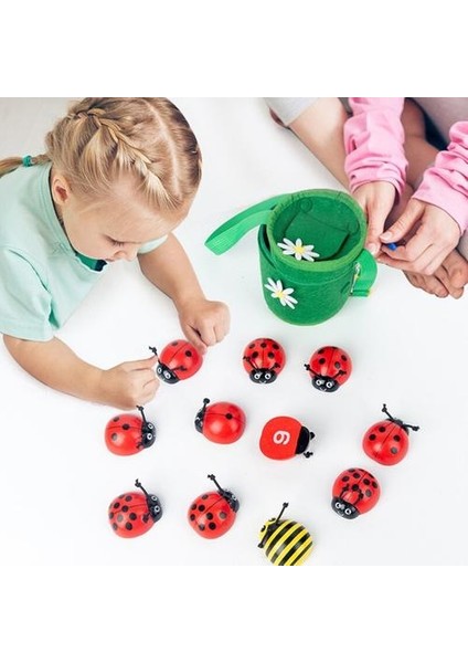 Lady Bug Ahşap Eğitim Oyuncakları Sayma 0 10 Sayılar Böğreti Saymayı Öğrenmek Keçe Sırt Çantası Oyuncak | Matematik Oyuncaklar (Yurt Dışından)