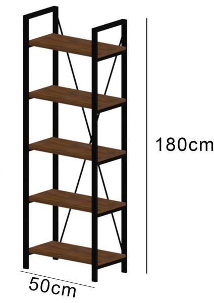 Dekormila 5 Raflı Metal Kitaplık Ceviz fiyatları