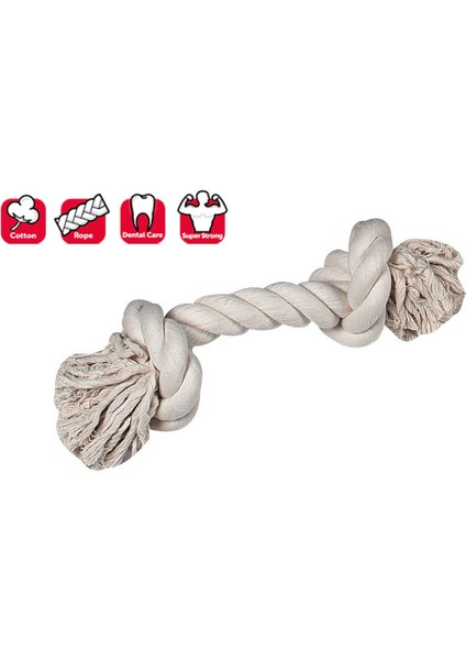 2 Düğümlü Ip Köpek Oyu. M 30 cm Beyaz