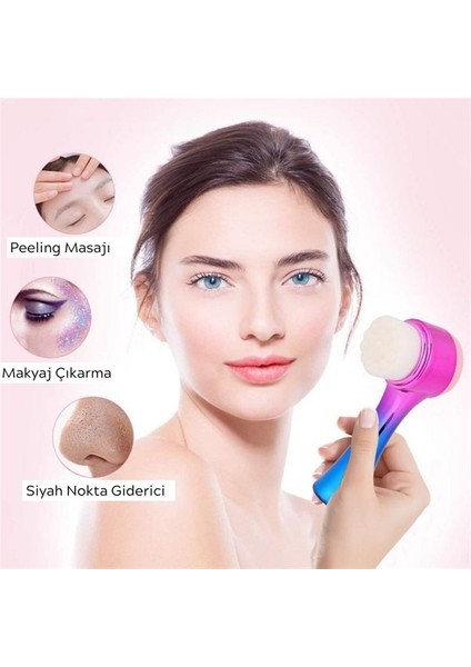 Buffer® Çift Işlevli Renkli Cilt Yüz Temizleme Fırçası Peeling Masaj Etkili Gözenek Temizleyici Alet