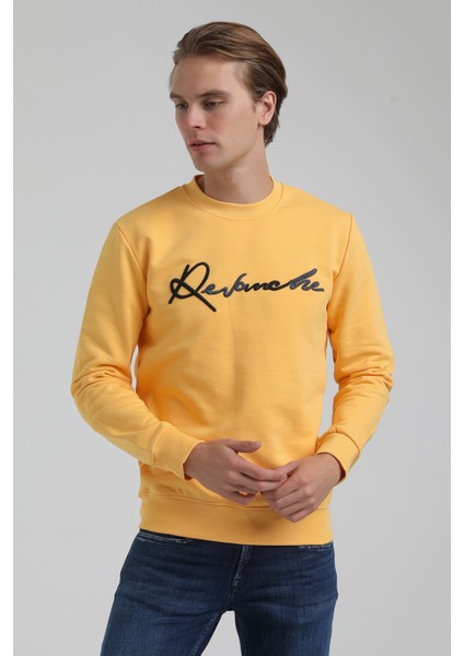 Bisiklet Yaka Hardal Slim Fit Sweatshirt 22FWM60128 modelleri