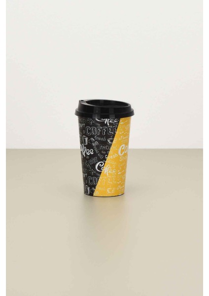 Tuffex Yellow & Black Kapaklı Sert Kahve Bardağı 0,40 Lt