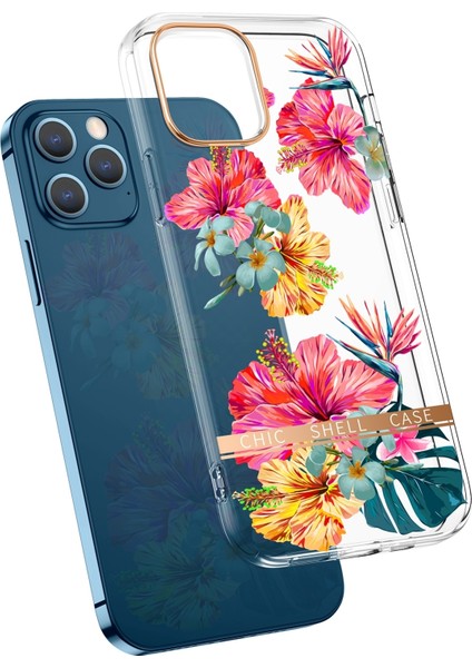 Iphone 14 Pro Max (Hibiscus) Için Yarı Saydam Elekoplasyon Çiçek Telefon Kasası (Yurt Dışından)