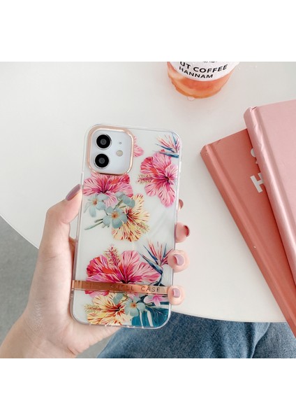 Iphone 14 Pro Max (Hibiscus) Için Yarı Saydam Elekoplasyon Çiçek Telefon Kasası (Yurt Dışından)