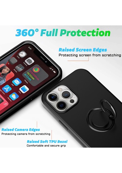 Iphone 14 Pro Max (Mavi) Için Ring Kickstand Silikon Telefon Kılıfı (Yurt Dışından)