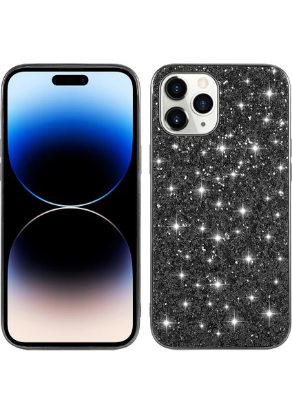 Iphone 14 Pro Max (Siyah) Için Glitter Powder Tpu Telefon Kılıfı (Yurt Dışından)