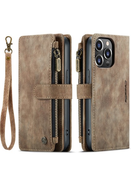 C30 iPhone 14 Pro Max (Brown) Için Çok Fonksiyonlu Telefon Deri Çantası (Yurt Dışından)
