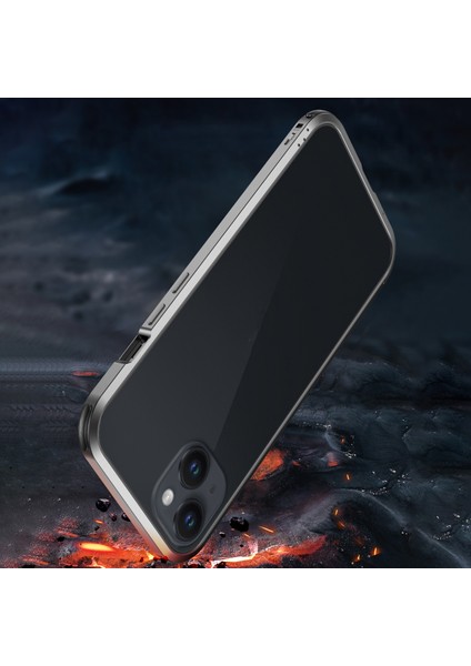 Iphone 14 Pro Max (Mor) Için Dört Köşe Şok Geçirmez Metal Çerçeve Telefon Kasası (Yurt Dışından)