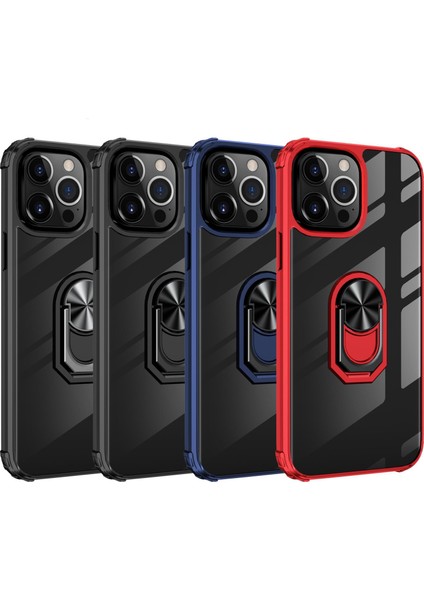 Iphone 14 Pro Max (Siyah Mavi) Için Şeffaf Tpu Akrilik Yüzük Tutucu Telefon Kılıfı (Yurt Dışından)