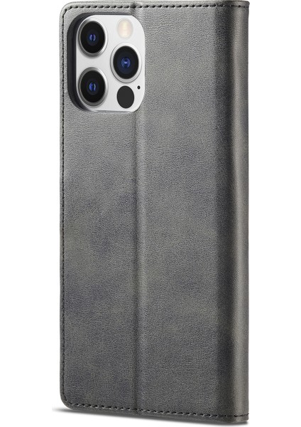 Iphone 14 Pro Max (Siyah) Için Lc.imeeke Buzağı Dokusu Yatay Flip Deri Kasa (Yurt Dışından)