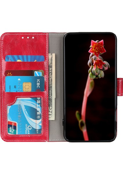 Retro Çılgın At Dokusu Yatay Flip Deri Telefon Kılıfı Iphone 14 Pro Max (Kırmızı) (Yurt Dışından)