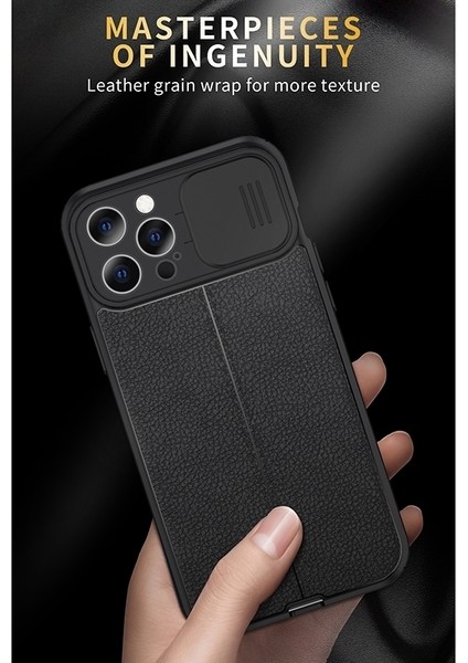 Iphone 14 Pro Max (Mavi) Için Litchi Doku Tpu Kılıfı (Yurt Dışından)