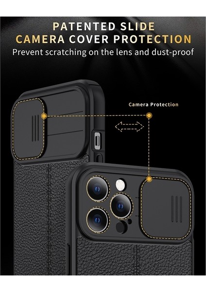 Iphone 14 Pro Max (Mavi) Için Litchi Doku Tpu Kılıfı (Yurt Dışından)