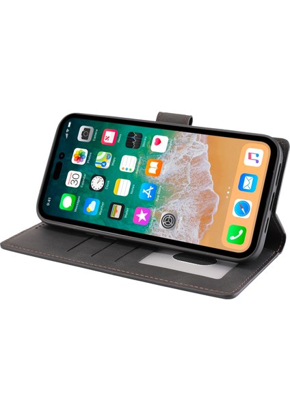 IPhone 14 Pro Max (Siyah) Için Buzağı Doku Deri Kılıf (Yurt Dışından)