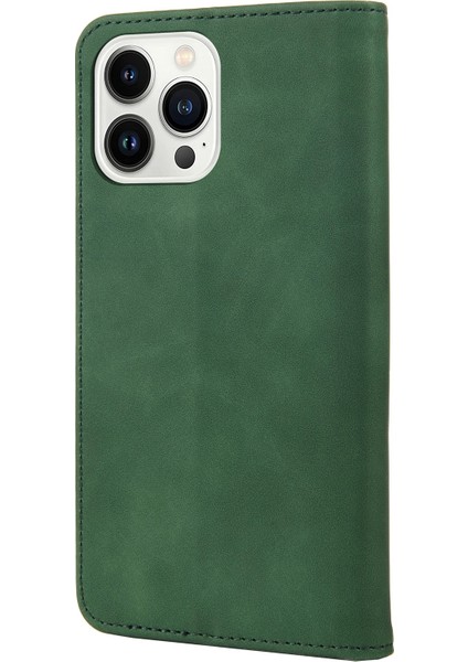 Iphone 14 Pro Max (Yeşil) Için Deri Deri Telefon Kılıfı Hissediyor (Yurt Dışından)