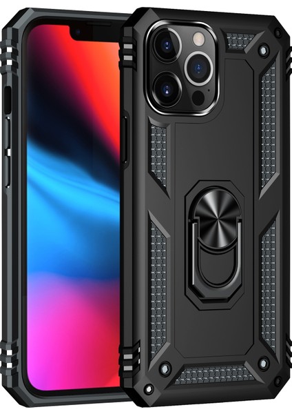 Iphone 14 Pro Max (Siyah) Için Shockproof Tpu Pc Tutucu Telefon Kılıfı (Yurt Dışından)