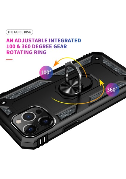 Iphone 14 Pro Max (Siyah) Için Shockproof Tpu Pc Tutucu Telefon Kılıfı (Yurt Dışından)