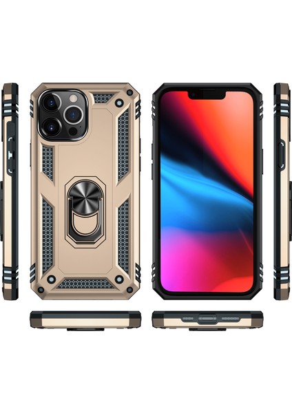 Iphone 14 Pro Max (Gold) Için Shockproof Tpu Pc Tutucu Telefon Kılıfı (Yurt Dışından)