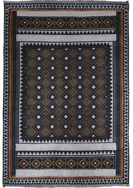 Rustik 4001 Lacivert Turuncu Çok Renkli Geometrik Desenli Kilim