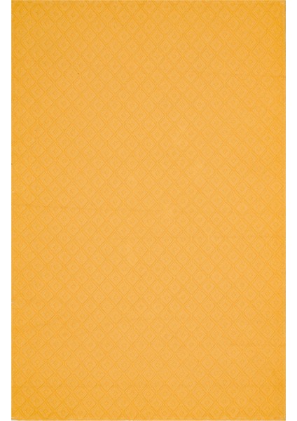 Azela Koleksiyonu 15 Dokuma Sarı Kendinden Desenli Saçaksız Kilim