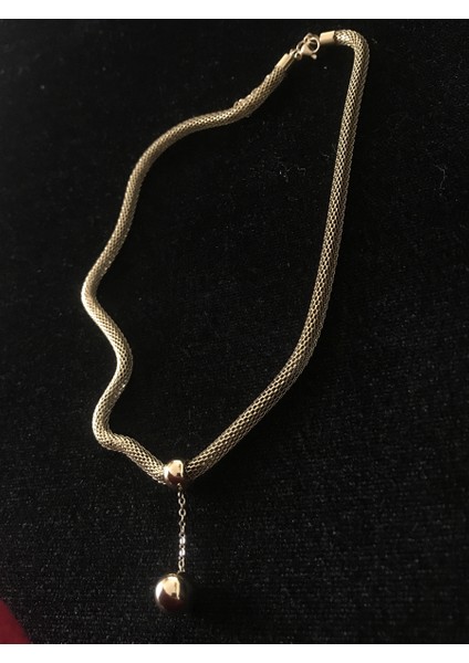 Zincir Sallantılı Gold Çelik Kolye 1 cm Genişlik fiyatları