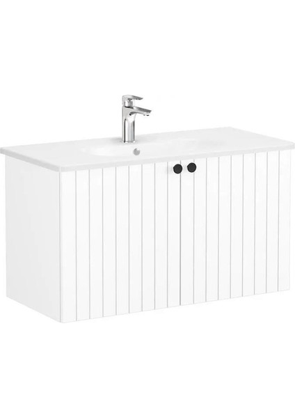 Root Groove 100 cm Beyaz Kapaklı Banyo Dolabı Alt Modül Lavabo