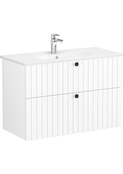 Root Groove 100 cm Beyaz Çekmeceli Banyo Dolabı Alt Modül Lavabo