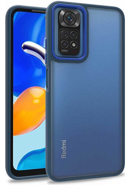 Casestreet Xiaomi Redmi Note 11 Pro 5g Kılıf Flora Sert Silikon Arkası Cam Şeffaf Lacivert