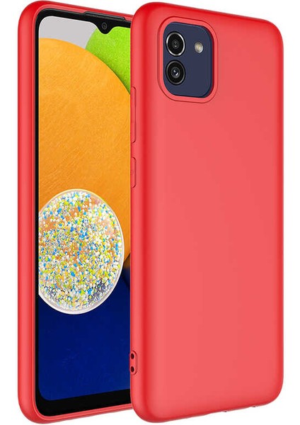 Samsung Galaxy A03 Kılıf Mara Lansman Silikon Mat Soft Korumalı Kırmızı
