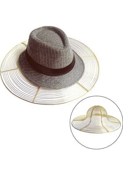 Fedoras Disket Plaj Şapkası Için Modern Şapka Rafı Dayanıklı Altın Ekran Standı Büyük